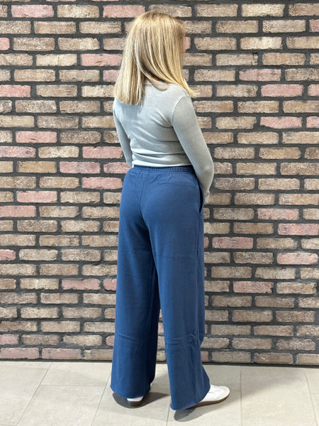 Raw Hem Sweatpants - Indigo Blue