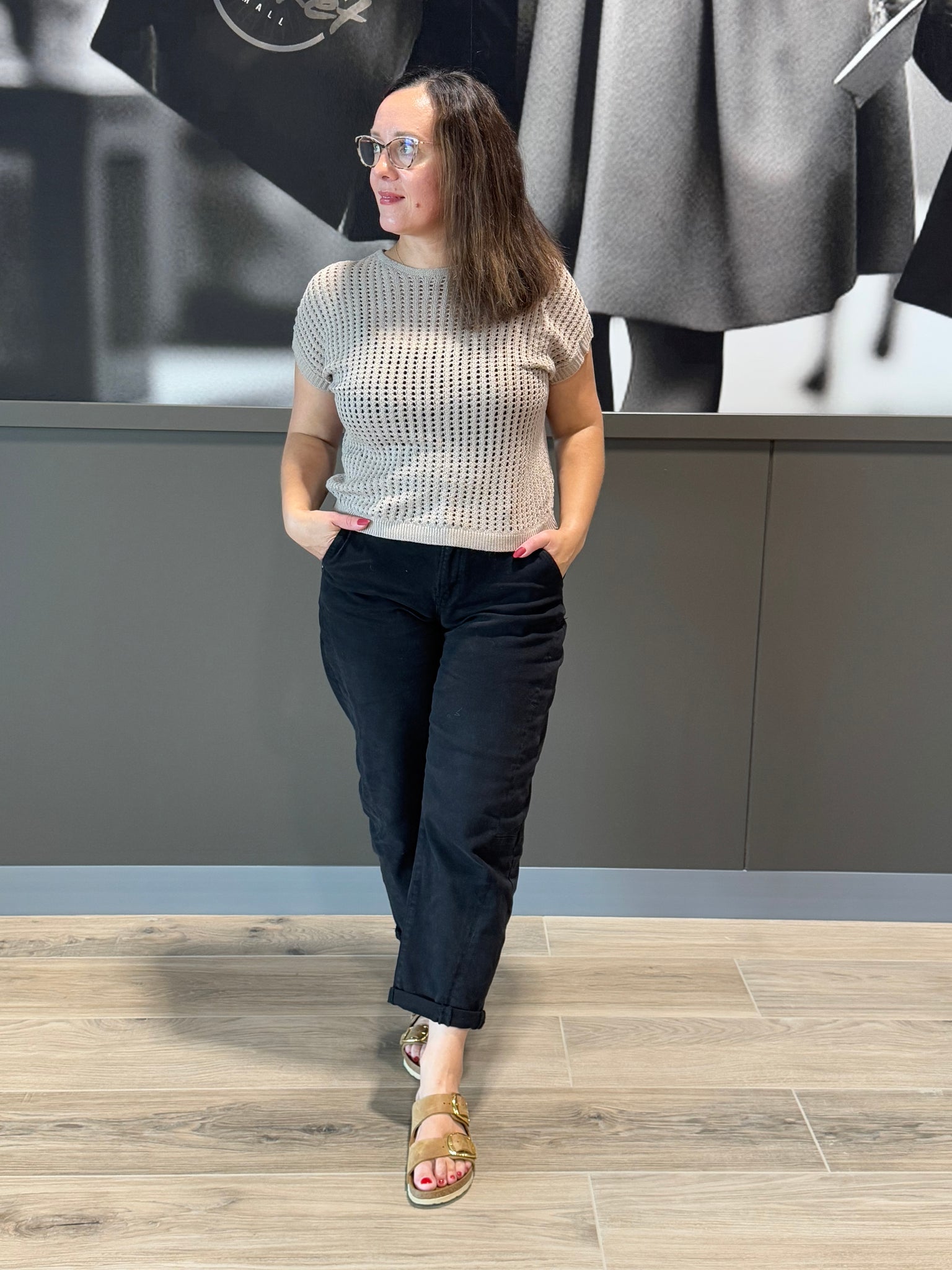 Crochet Sheer Hollow Sweater - LT Mocha