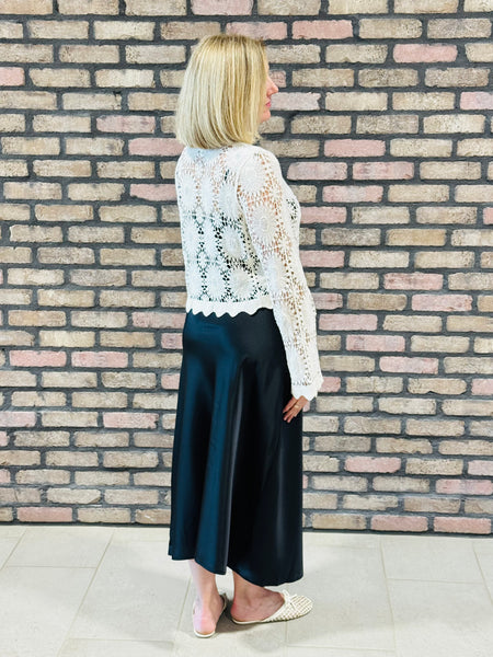 Crochet Button Down Cardigan - Natural