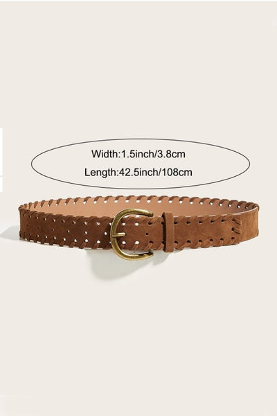 Vintage braided brass pin buckle belt - Brown