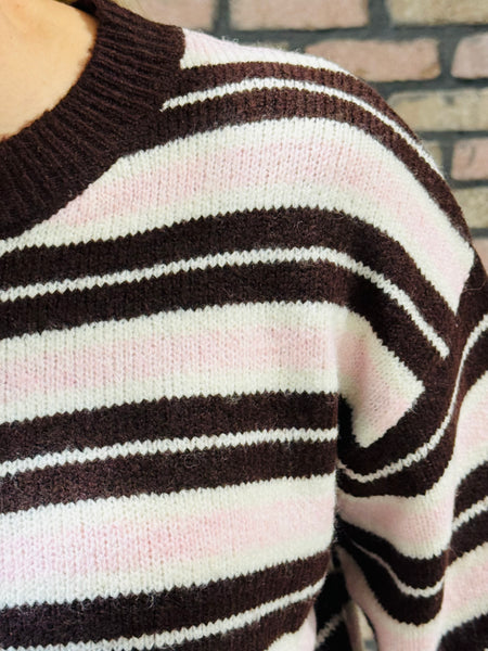 Multi-Colour Striped Sweater - Pink