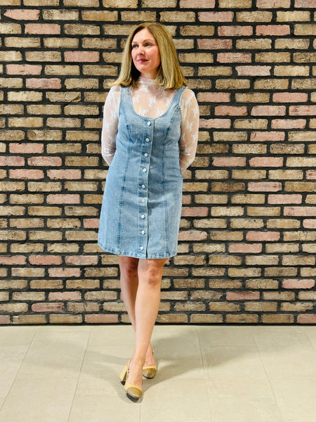 Denim Sleeveless Mini Dress - Light Wash