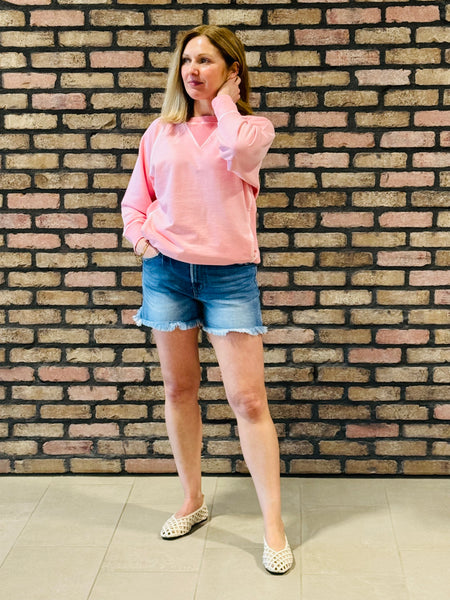 Raw Frayed Hem Denim Shorts - Medium