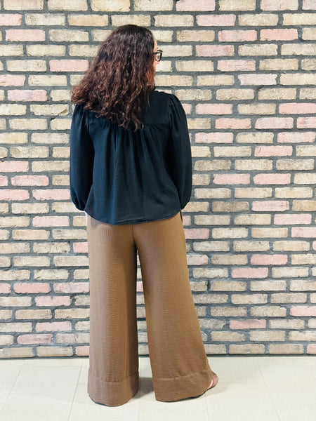 Pintuck Details Blouse - Black