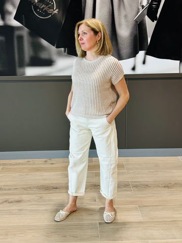 Relaxed Barrel Cuffed Jeans - Ivory