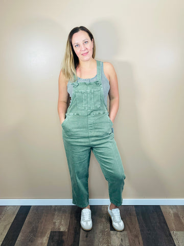 Relaxed Fit Overalls - Olive