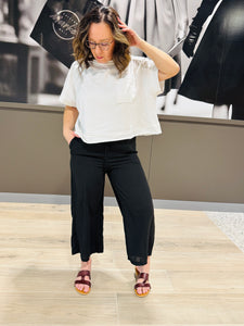 Crepe Cropped Pants - Black
