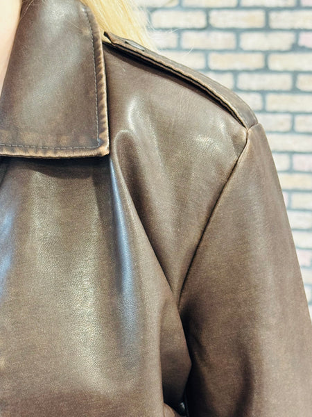 Faux Leather Jacket - Hazelnut