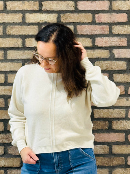 Front Seam Sweater - Sand Beige