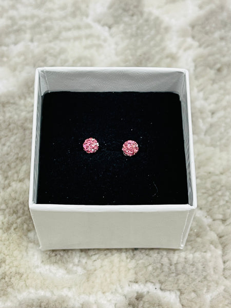 Crystal Ball Earrings - Light Pink 4mm