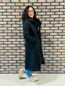 Fleece Hooded Coat - Black
