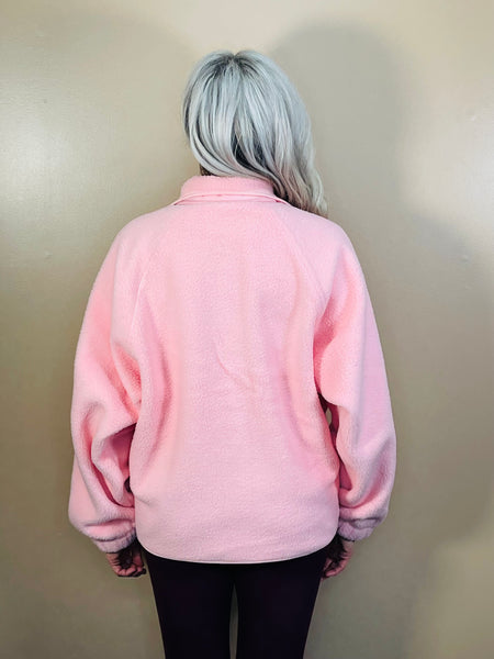 Snap Button Fleece Jacket - Dusty Pink