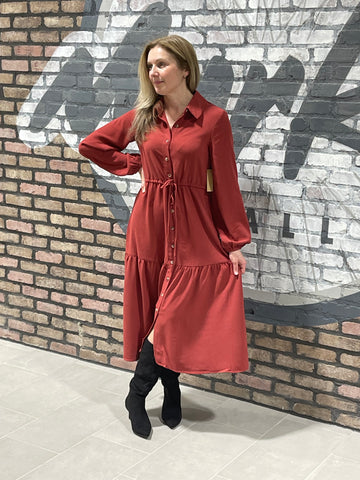 Button Up Maxi Dress - Brick