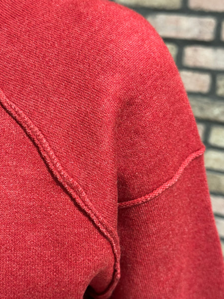 Mock Neck Exposed Seam Sweater - H Red