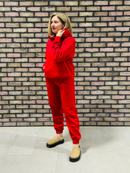 Fleece Boyfriend Hoodie - Red