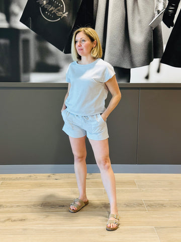 Cotton Top and Shorts Set - LT Grey