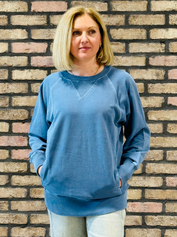 French Terry Pullover - Dusty Blue