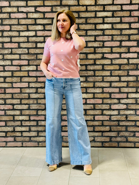 Polka Dot Shell Pullover - Dusty Pink