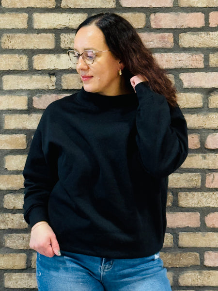 Oversized Mockneck Sweatshirt - Black