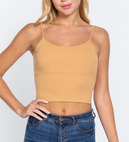 Bra-Cup Cami Crop Top - Honey