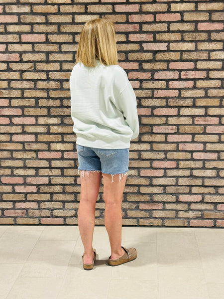 Raw Hem Denim Shorts - Light Wash