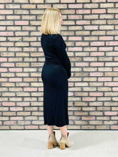 Off Shoulder Midi Dress - Black