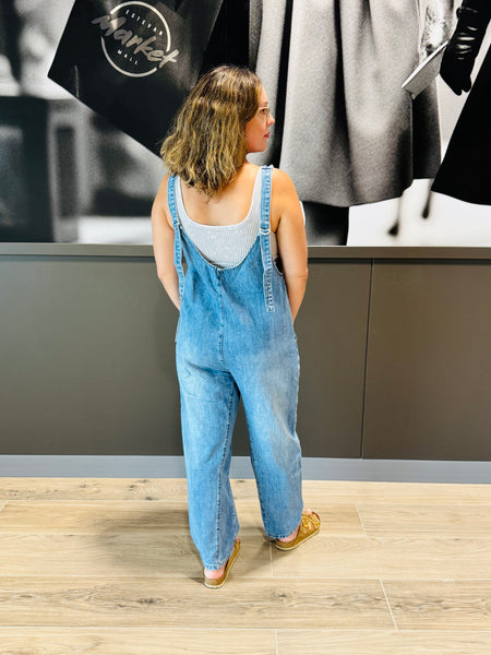 Denim Baggy Jumpsuit - Medium Wash