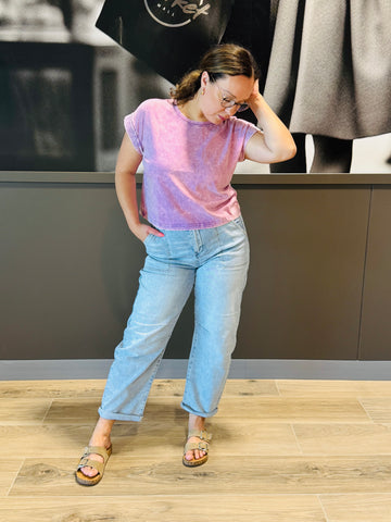 Barrel Patch Pockets Jeans - Light Wash