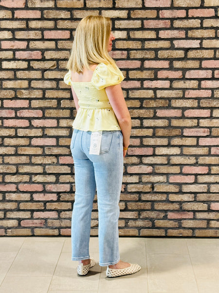 Tummy Control Straight Crop Jeans - Light Wash