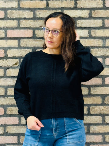 Front Seam Sweater - Black