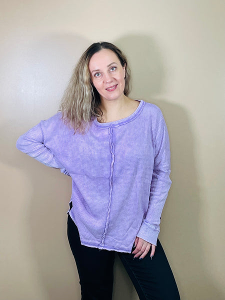 Oversized Baby Waffle Top - B Lavender