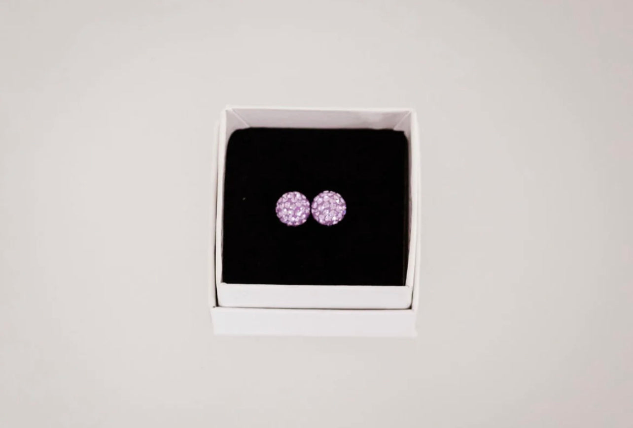 Crystal Ball Earrings - Lavender 10mm