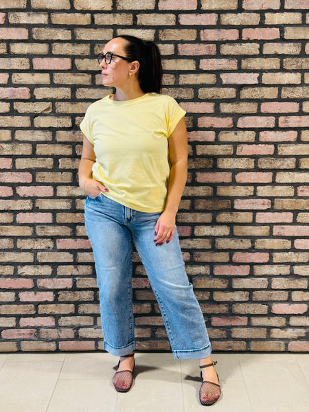 Folded Short Sleeves Tee - Butter Yellow