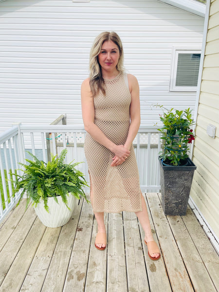 Crochet Midi Dress - Khaki