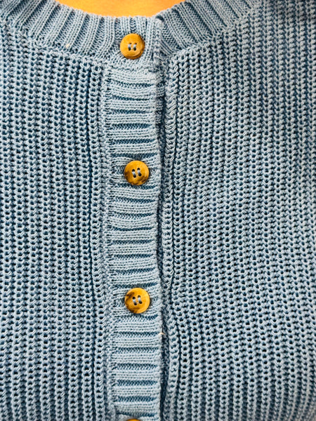 Button Down Cardigan Vest - Blue