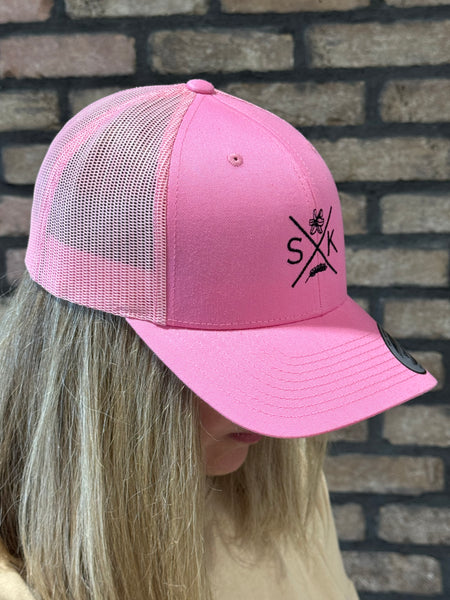 SK Embroidered Retro Trucker Cap - Pink