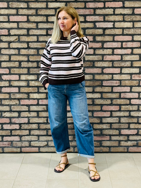 Multi-Colour Striped Sweater - Pink