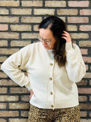 Button Down Cardigan - Ivory