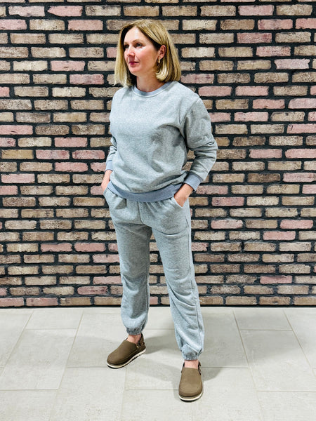 Elastic Waistband Sweatpants - Heather Grey