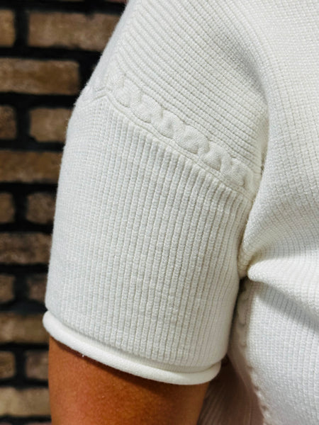 Viscose Braided Details Sweater - Ivory