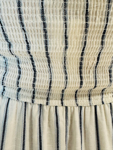 Front Hook Detail Striped Dress - White