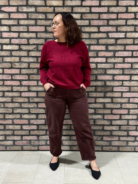 Front Seam Sweater - Cabernet