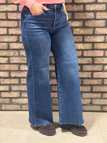 Ankle Wide Palazzo Jeans - Dark Wash