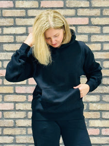 Fleece Boyfriend Hoodie - Black