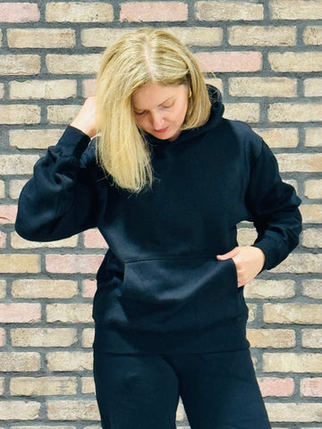 Fleece Boyfriend Hoodie - Black