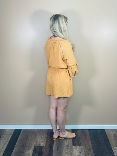 Button Down Romper - Ochre