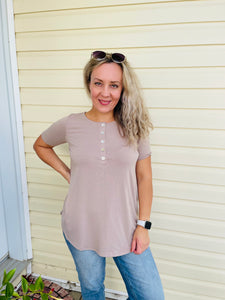 Shell Button Top - Ash Mocha
