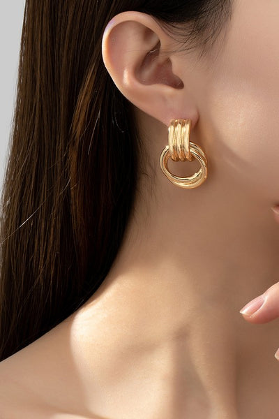 Intertwined Hoop Door Knocker Earrings - Gold