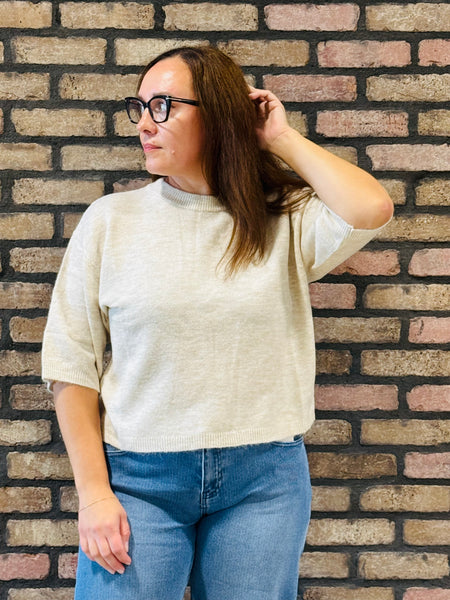 Half Sleeve Boxy Pullover - Oatmeal