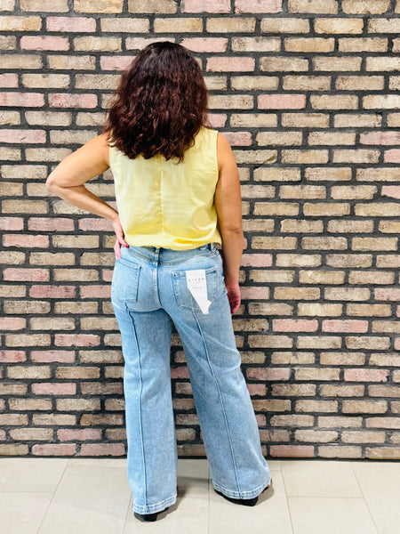 Sand Washed Sleeveless Linen Top - Creamy Yellow